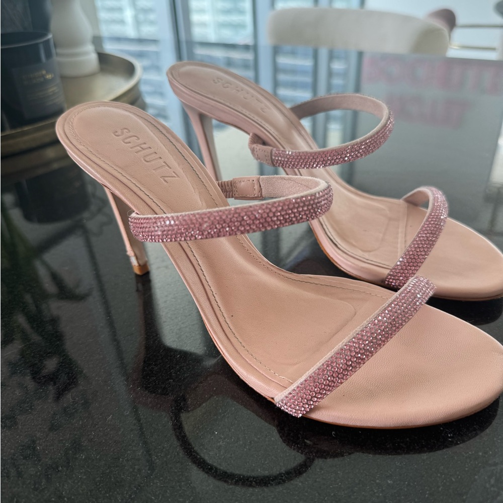 Schutz Pink Bedazzled heels